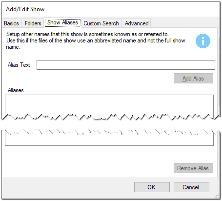 The Show Aliases tab