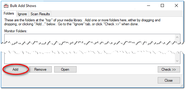 Tools>Bulk Add Shows